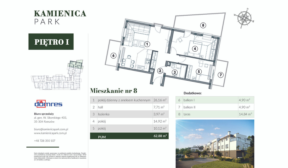 Mieszkanie w inwestycji Kamienica Park, Rzeszów, 63 m² | Morizon.pl | 9958