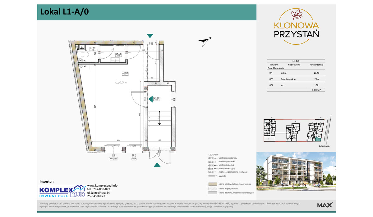Komercyjne w inwestycji Klonowa Przystań, Kielce, 30 m² | Morizon.pl | 3337