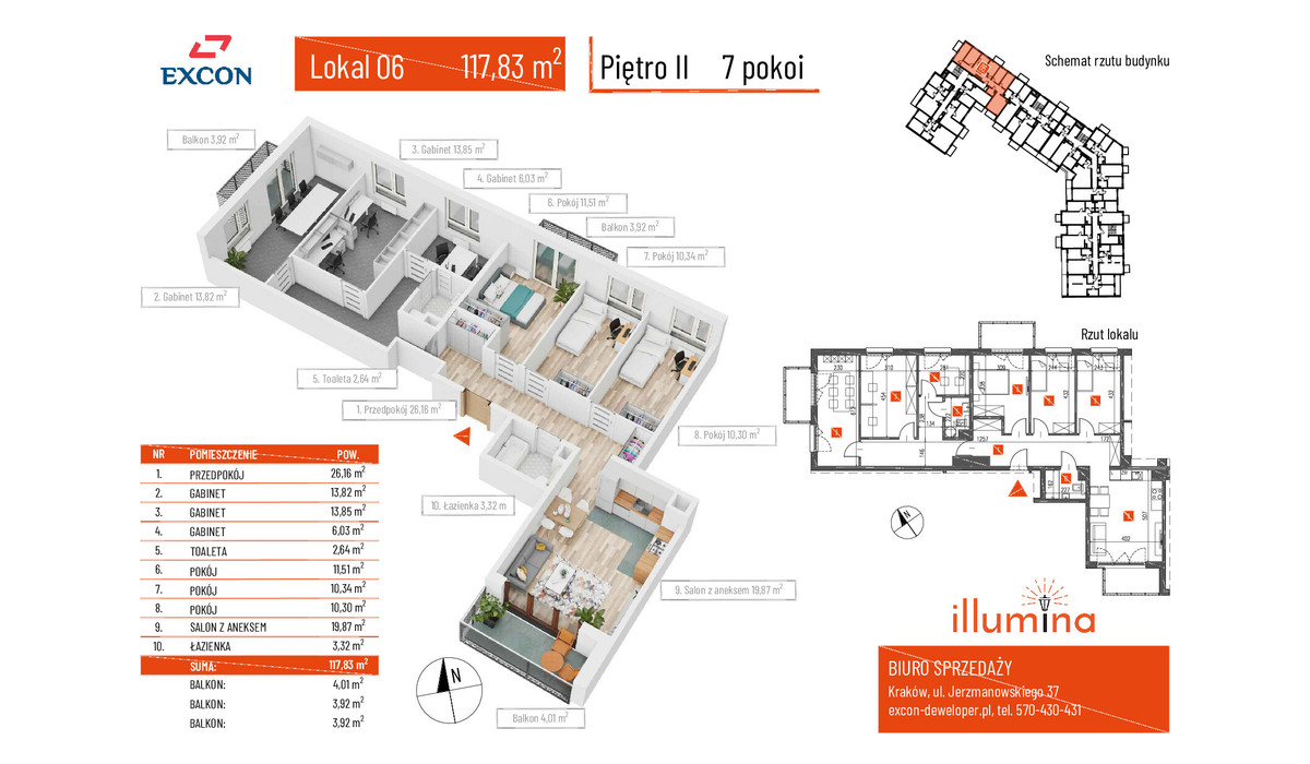 Mieszkanie w inwestycji Illumina Kraków, Kraków, 118 m² | Morizon.pl | 7255