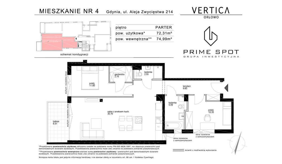 Mieszkanie w inwestycji Kamienica Vertica, Gdynia, 75 m² | Morizon.pl | 1921