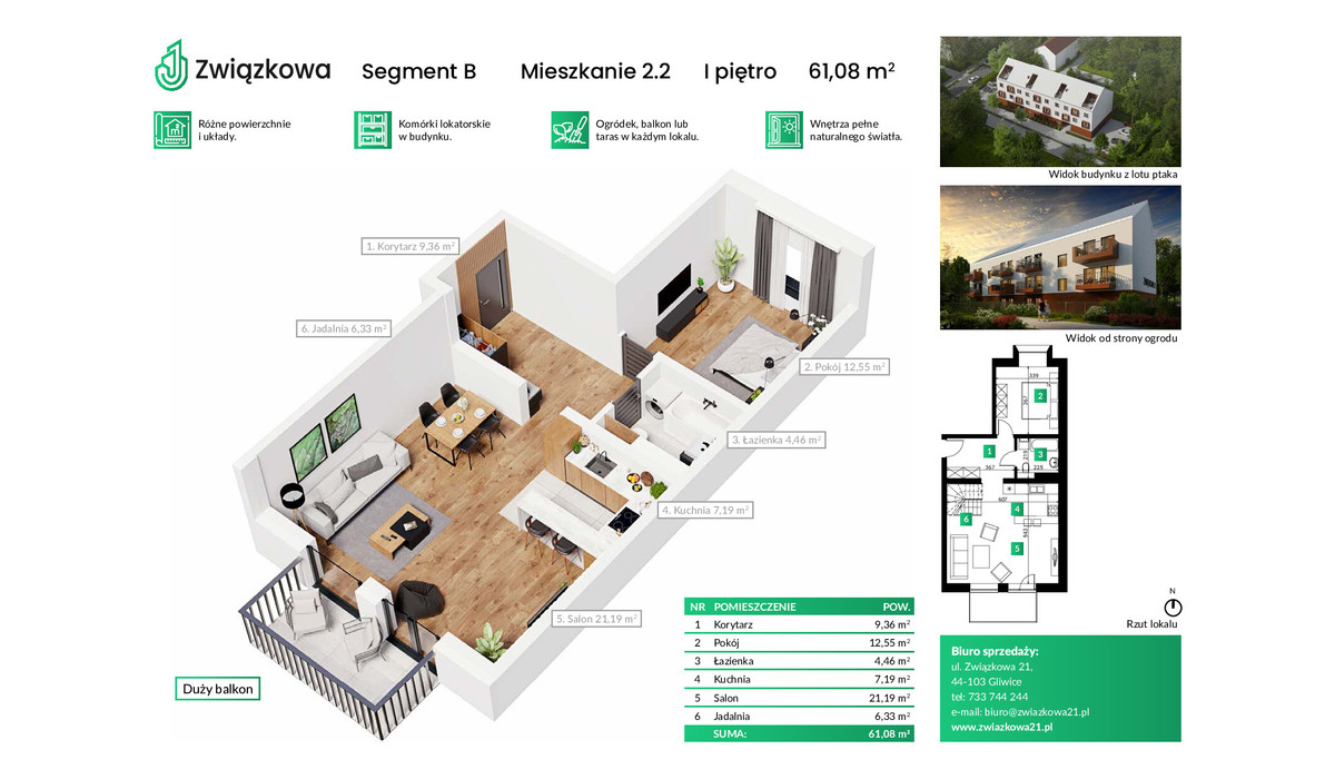 Mieszkanie w inwestycji Związkowa 21, Gliwice, 61 m² | Morizon.pl | 9968