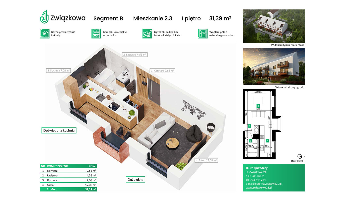 Mieszkanie w inwestycji Związkowa 21, Gliwice, 31 m² | Morizon.pl | 9969
