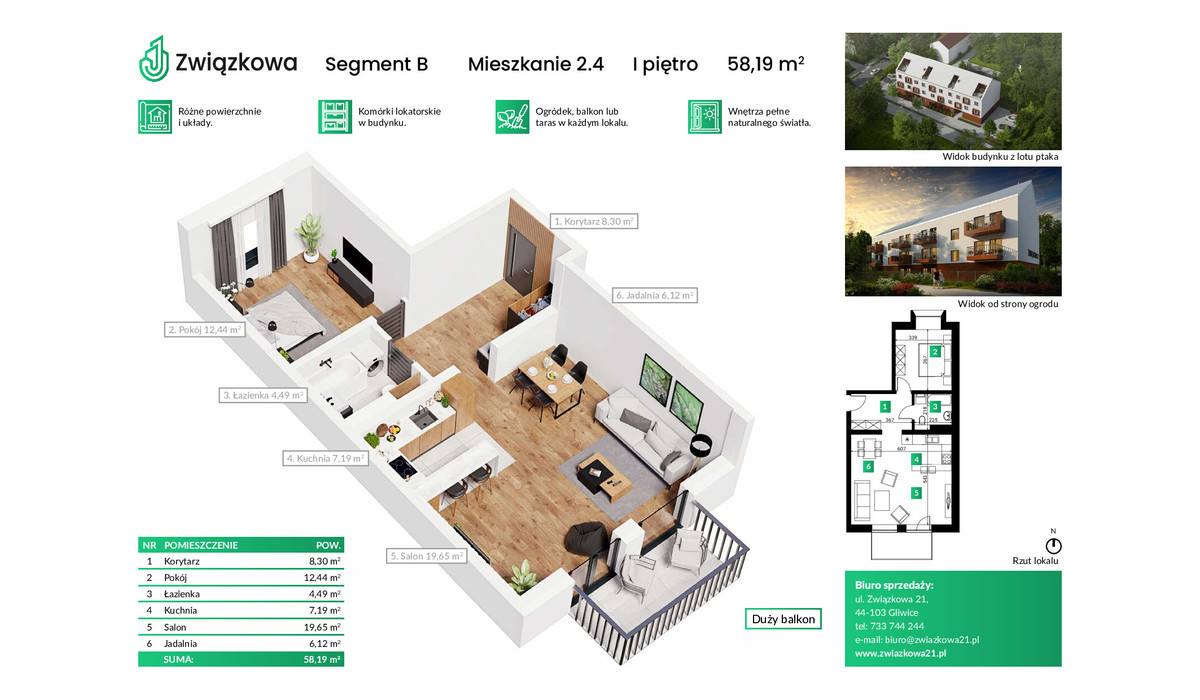 Mieszkanie w inwestycji Związkowa 21, Gliwice, 58 m² | Morizon.pl | 9970